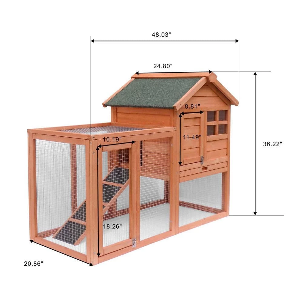 48.03 in. W Wooden Rabbit House Chicken Coop Kennels in Light Brown by Foobrues 6 48.03 in. W Wooden Rabbit House Chicken Coop Kennels in Light Brown by Foobrues - Image 6