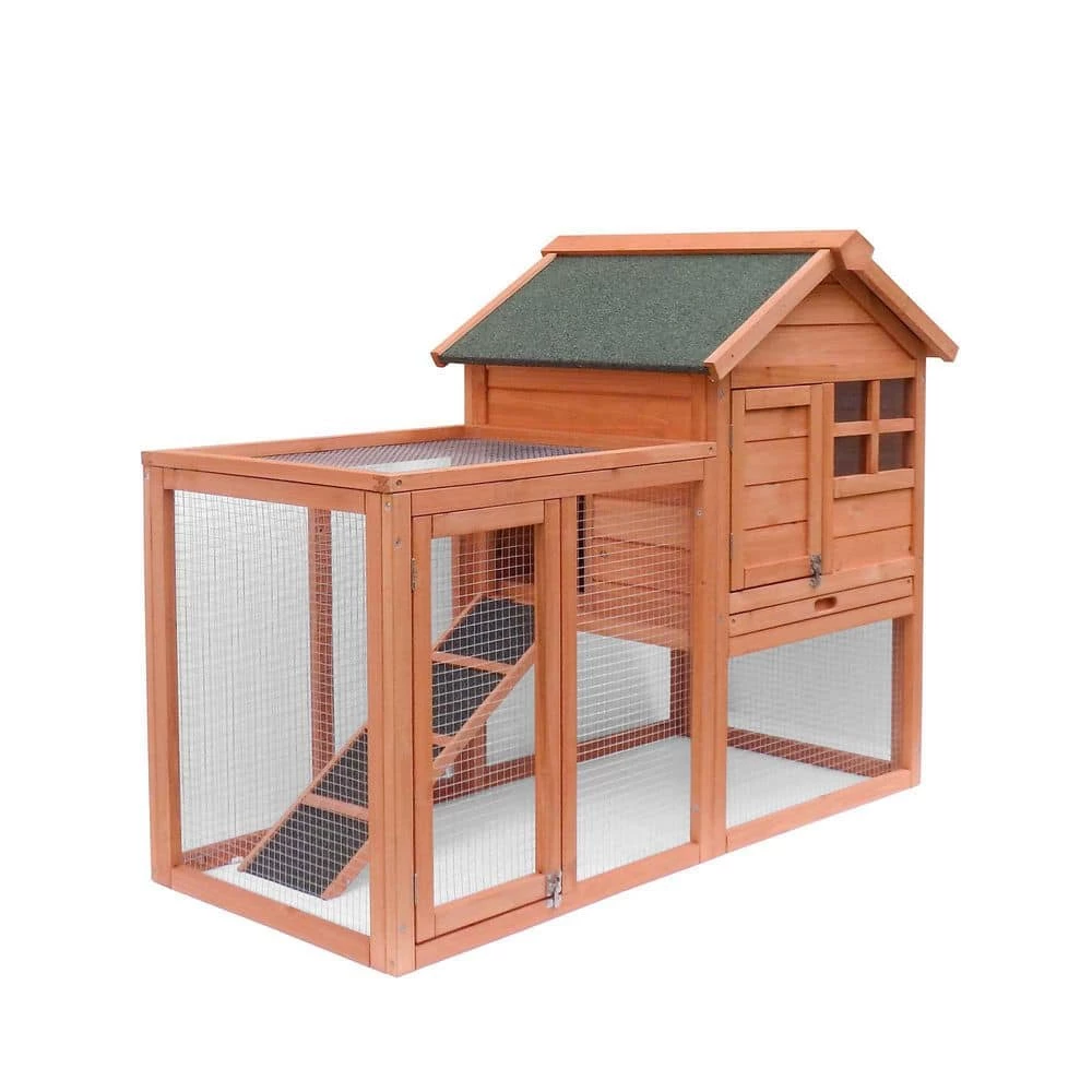 48.03 in. W Wooden Rabbit House Chicken Coop Kennels in Light Brown by Foobrues 7 48.03 in. W Wooden Rabbit House Chicken Coop Kennels in Light Brown by Foobrues - Image 7