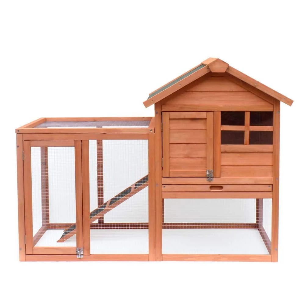 48.03 in. W Wooden Rabbit House Chicken Coop Kennels in Light Brown by Foobrues 5 48.03 in. W Wooden Rabbit House Chicken Coop Kennels in Light Brown by Foobrues - Image 5