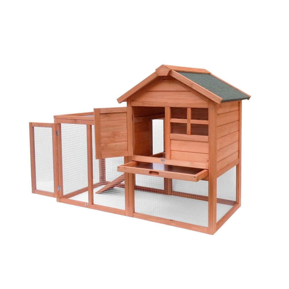 48.03 in. W Wooden Rabbit House Chicken Coop Kennels in Light Brown by Foobrues 9 48.03 in. W Wooden Rabbit House Chicken Coop Kennels in Light Brown by Foobrues - Image 9