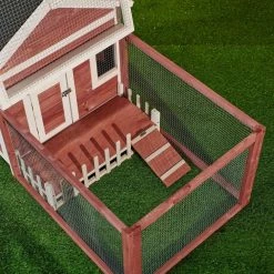55.46 in. Fir Wood Outdoor Wooden Rabbit Chicken Bunny Hutch Cage in Auburn and White by Foobrues -Cheap Bird & Wildlife Supplies Store beds cages lnn 23172912 44 1000