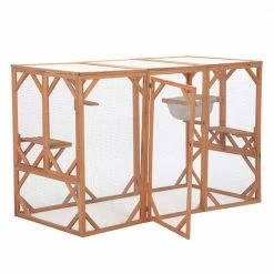 Wooden Cat Catio Enclosure with Solar Flat Roof by Foobrues