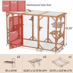 Wooden Cat Catio Enclosure with Solar Flat Roof by Foobrues 12 Wooden Cat Catio Enclosure with Solar Flat Roof by Foobrues -Cheap Bird & Wildlife Supplies Store beds cages lnn 23173247 66 1000