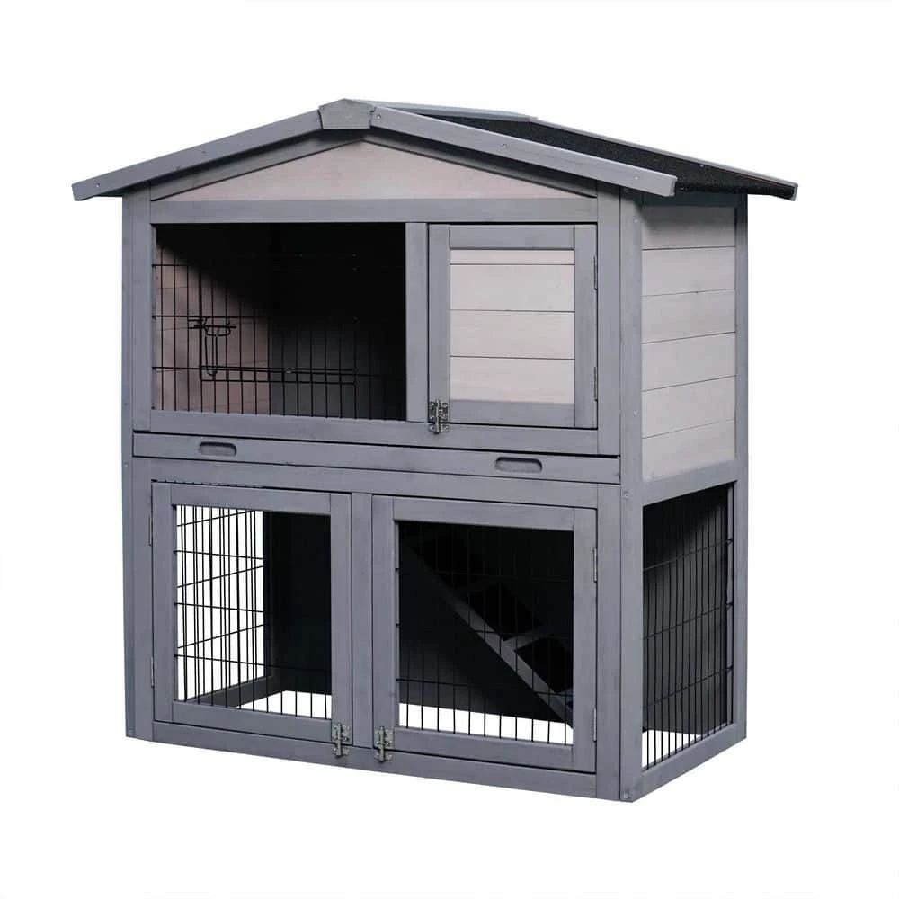 Gray Wooden 2 Story Design Outdoor Rabbit Guinea Pigs Hutch Ferrets by Foobrues 1 Gray Wooden 2 Story Design Outdoor Rabbit Guinea Pigs Hutch Ferrets by Foobrues