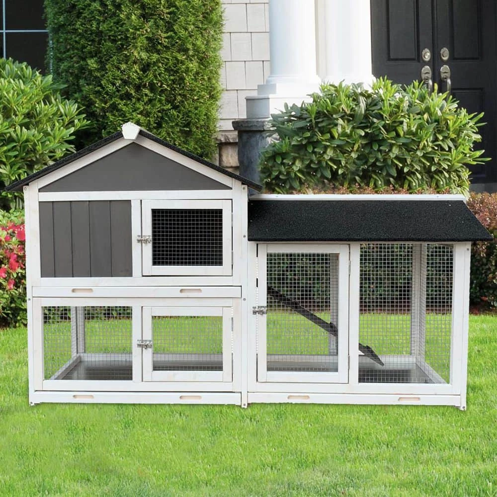 Wooden Outdoor Rabbit Hutch with Running Cage and Removable Tray Ramp by Amucolo 6 Wooden Outdoor Rabbit Hutch with Running Cage and Removable Tray Ramp by Amucolo - Image 6