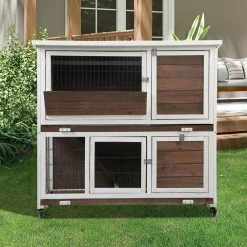 Outdoor Wooden Rabbit Hutch Chicken Coop with Removable Tray and Ramp by ANGELES HOME -Cheap Bird & Wildlife Supplies Store beds cages mhp6nna 8d0102 31 1000