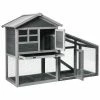 Gray Wooden Rabbit Hutch Bunny Cage Small Animal House Shelter House with Ramp and Removable Tray-Large by WELLFOR