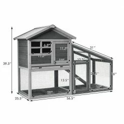 Gray Wooden Rabbit Hutch Bunny Cage Small Animal House Shelter House with Ramp and Removable Tray-Large by WELLFOR -Cheap Bird & Wildlife Supplies Store beds cages ps hwy 7362 c3 1000