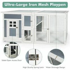 63 in. Small Wooden Cage Rabbit Hutch BChicken Coop in White and Gray by WELLFOR 13 63 in. Small Wooden Cage Rabbit Hutch BChicken Coop in White and Gray by WELLFOR -Cheap Bird & Wildlife Supplies Store beds cages pw hwy 10005 44 1000