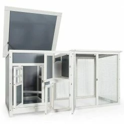 63 in. Small Wooden Cage Rabbit Hutch BChicken Coop in White and Gray by WELLFOR 10 63 in. Small Wooden Cage Rabbit Hutch BChicken Coop in White and Gray by WELLFOR -Cheap Bird & Wildlife Supplies Store beds cages pw hwy 10005 c3 1000