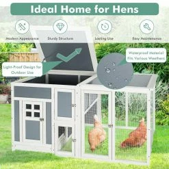63 in. Small Wooden Cage Rabbit Hutch BChicken Coop in White and Gray by WELLFOR 14 63 in. Small Wooden Cage Rabbit Hutch BChicken Coop in White and Gray by WELLFOR -Cheap Bird & Wildlife Supplies Store beds cages pw hwy 10005 fa 1000