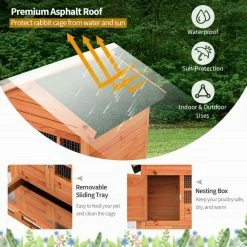 2-Story Wooden Rabbit Hutch Bunny Cage Small Animal House Shelter House in Natural with Ramp and Removable Tray by WELLFOR -Cheap Bird & Wildlife Supplies Store beds cages pw hwy 10009na 44 1000