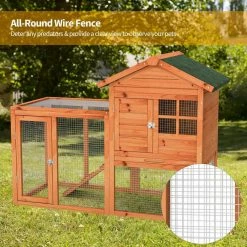 2-Story Wooden Rabbit Hutch Bunny Cage Small Animal House Shelter House in Natural with Ramp and Removable Tray by WELLFOR -Cheap Bird & Wildlife Supplies Store beds cages pw hwy 10009na fa 1000