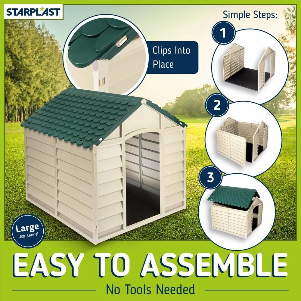 Dog Kennel Beige and Green-Large by Starplast 5 Dog Kennel Beige and Green-Large by Starplast - Image 5