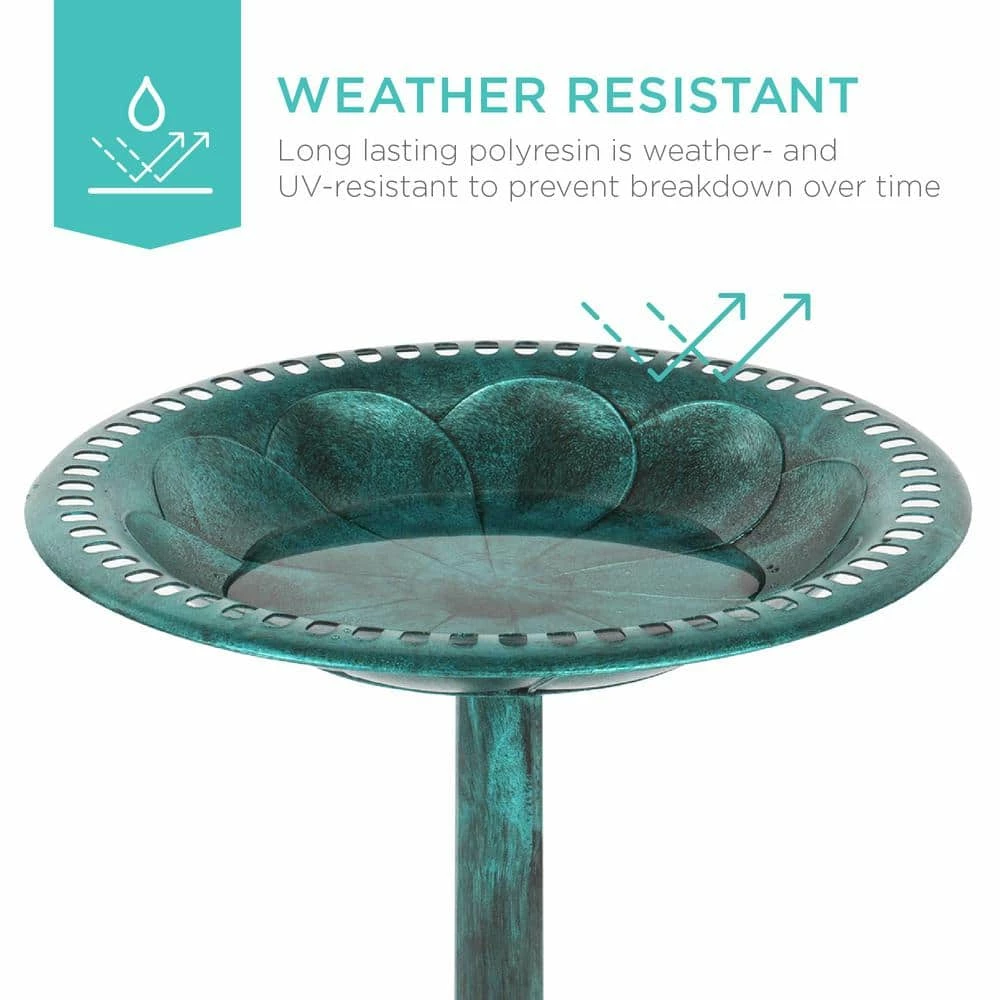 Pedestal Green Birdbath by Best Choice Products 2 Pedestal Green Birdbath by Best Choice Products - Image 2