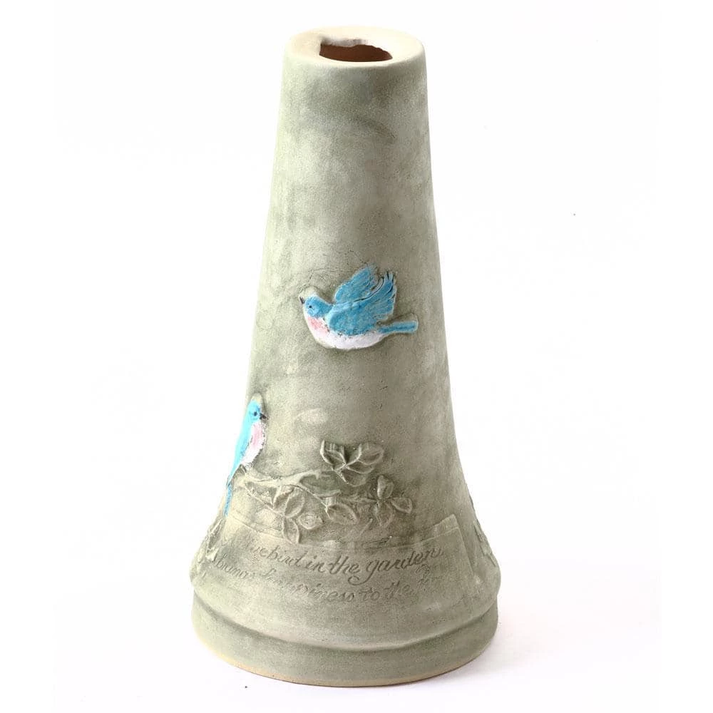 Large Green Burley Clay Hand Painted Bluebird Bird Bath by BIRDS choice 3 Large Green Burley Clay Hand Painted Bluebird Bird Bath by BIRDS choice - Image 3