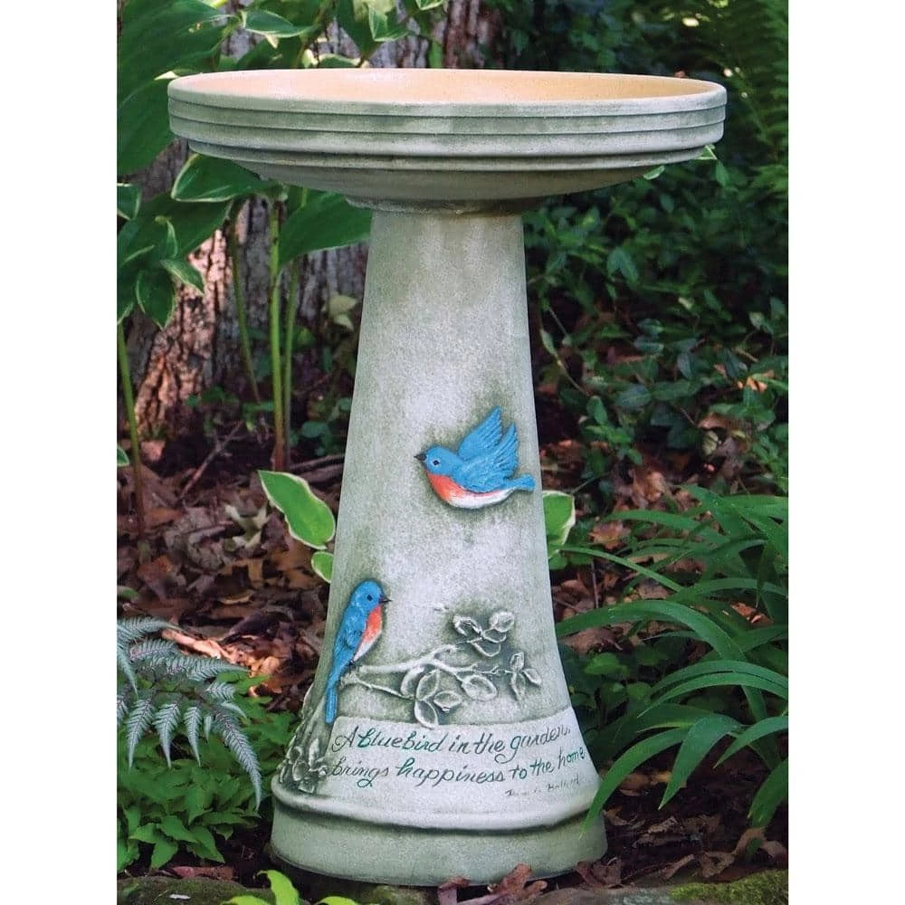 Large Green Burley Clay Hand Painted Bluebird Bird Bath by BIRDS choice 7 Large Green Burley Clay Hand Painted Bluebird Bird Bath by BIRDS choice - Image 7