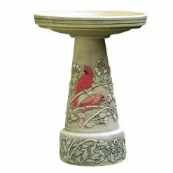 Clay Summer Cardinal Hand-Painted Birdbath by BIRDS choice