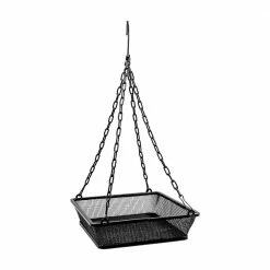 Black Hanging Bird Feeder Mesh Seed Tray by Monarch Abode