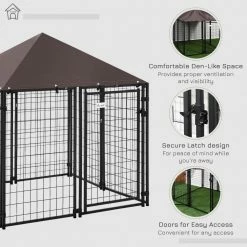 Black Metal Lockable Dog House Kennel with Water-Resistant Roof by PawHut 8 Black Metal Lockable Dog House Kennel with Water-Resistant Roof by PawHut -Cheap Bird & Wildlife Supplies Store black pawhut dog houses d02 031 4f 1000