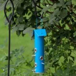 Blue Metal Tube Wild Bird Feeder - 1 lb. Capacity by Perky-Pet -Cheap Bird & Wildlife Supplies Store blue perky pet bird feeders 391 44 1000