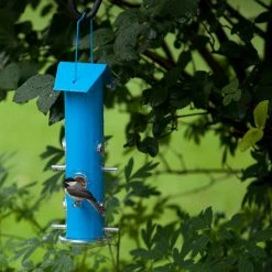 Blue Metal Tube Wild Bird Feeder - 1 lb. Capacity by Perky-Pet -Cheap Bird & Wildlife Supplies Store blue perky pet bird feeders 391 76 1000