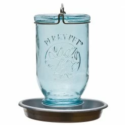 Blue Mason Jar Decorative Glass Bird Waterer - 32 oz. Capacity by Perky-Pet