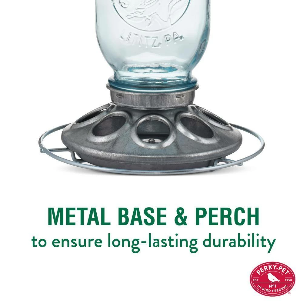 Blue Mason Jar Decorative Glass Hanging Bird Feeder - 1 lb. Capacity by Perky-Pet 5 Blue Mason Jar Decorative Glass Hanging Bird Feeder - 1 lb. Capacity by Perky-Pet - Image 5