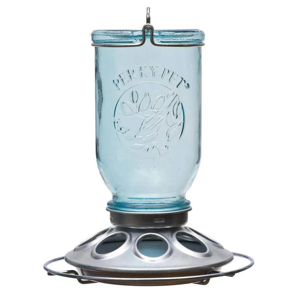Blue Mason Jar Decorative Glass Hanging Bird Feeder - 1 lb. Capacity by Perky-Pet 1 Blue Mason Jar Decorative Glass Hanging Bird Feeder - 1 lb. Capacity by Perky-Pet