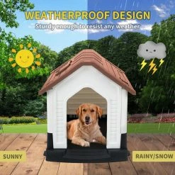 Small Plastic Dog House - Brown and White by EdenBranch -Cheap Bird & Wildlife Supplies Store brown and white edenbranch dog houses 743001b 1f 1000