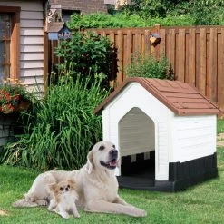Small Plastic Dog House - Brown and White by EdenBranch -Cheap Bird & Wildlife Supplies Store brown and white edenbranch dog houses 743001b 4f 1000
