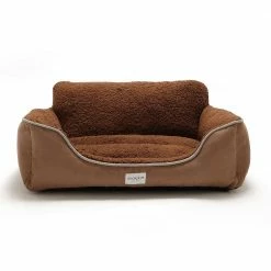Washable Extra Large Brown Dog Bed With Bolster by Euchirus