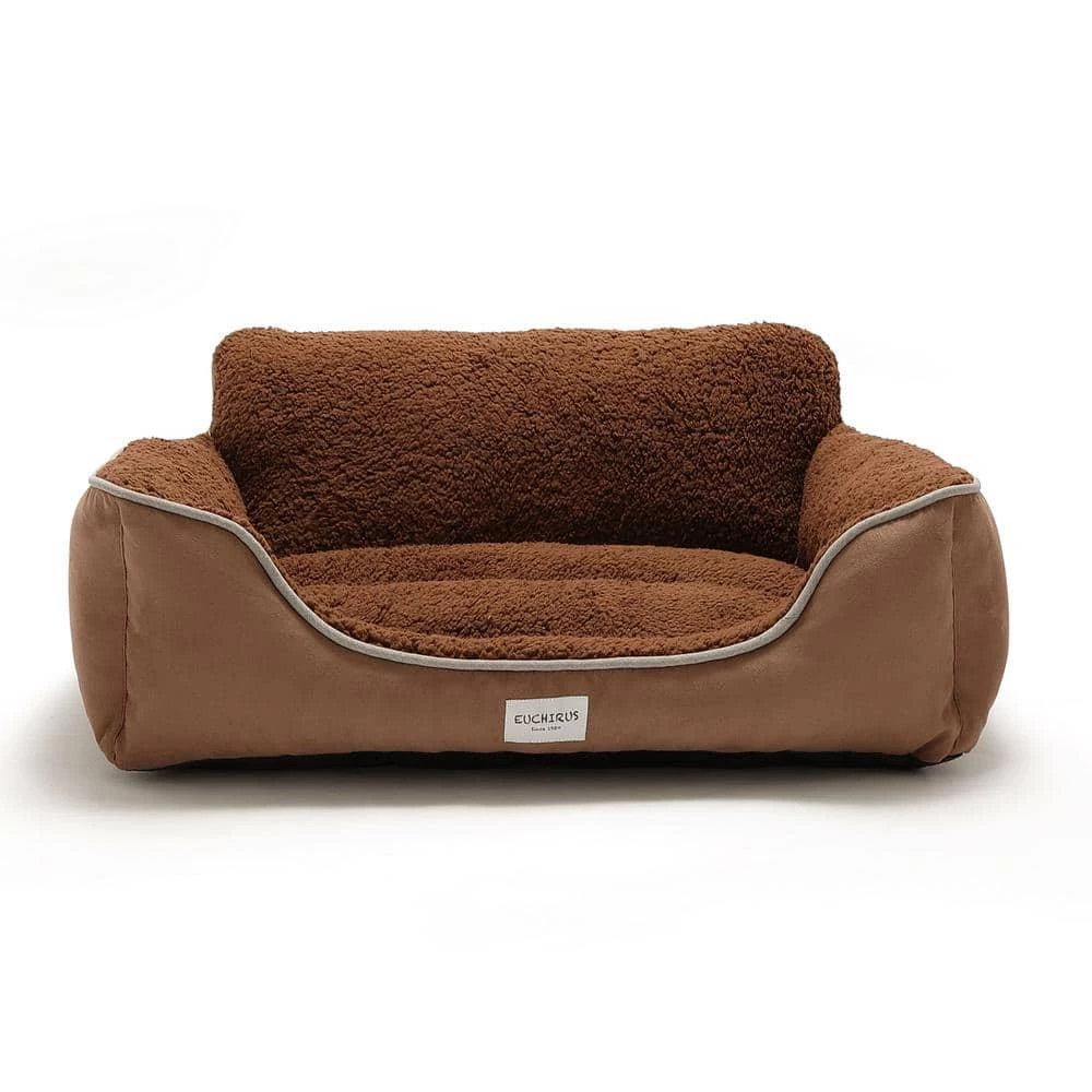 Washable Extra Large Brown Dog Bed With Bolster by Euchirus 1 Washable Extra Large Brown Dog Bed With Bolster by Euchirus