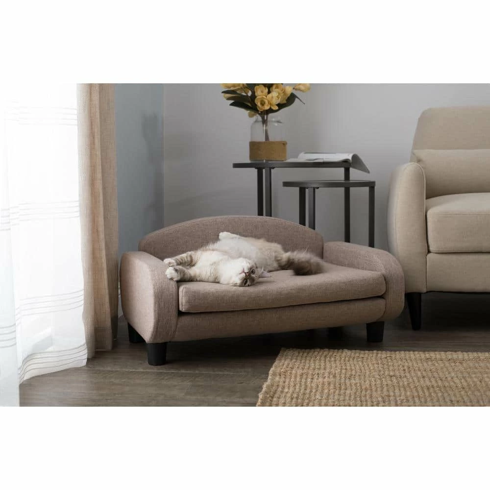 31.5 in. Modern Pet Sofa for Small to Medium Dog or Cat in Sand Brown with Removable/Washable Mattress Bed by Paws & Purrs 2 31.5 in. Modern Pet Sofa for Small to Medium Dog or Cat in Sand Brown with Removable/Washable Mattress Bed by Paws & Purrs - Image 2