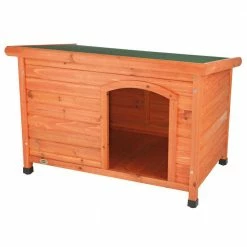Natura Classic Dog House, Flat Hinged Roof, Adjustable Legs, Brown, Medium by TRIXIE
