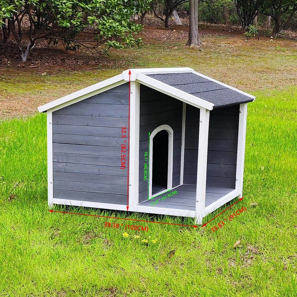 35.83 in. W Outdoor Wooden Dog House by Foobrues 8 35.83 in. W Outdoor Wooden Dog House by Foobrues - Image 8