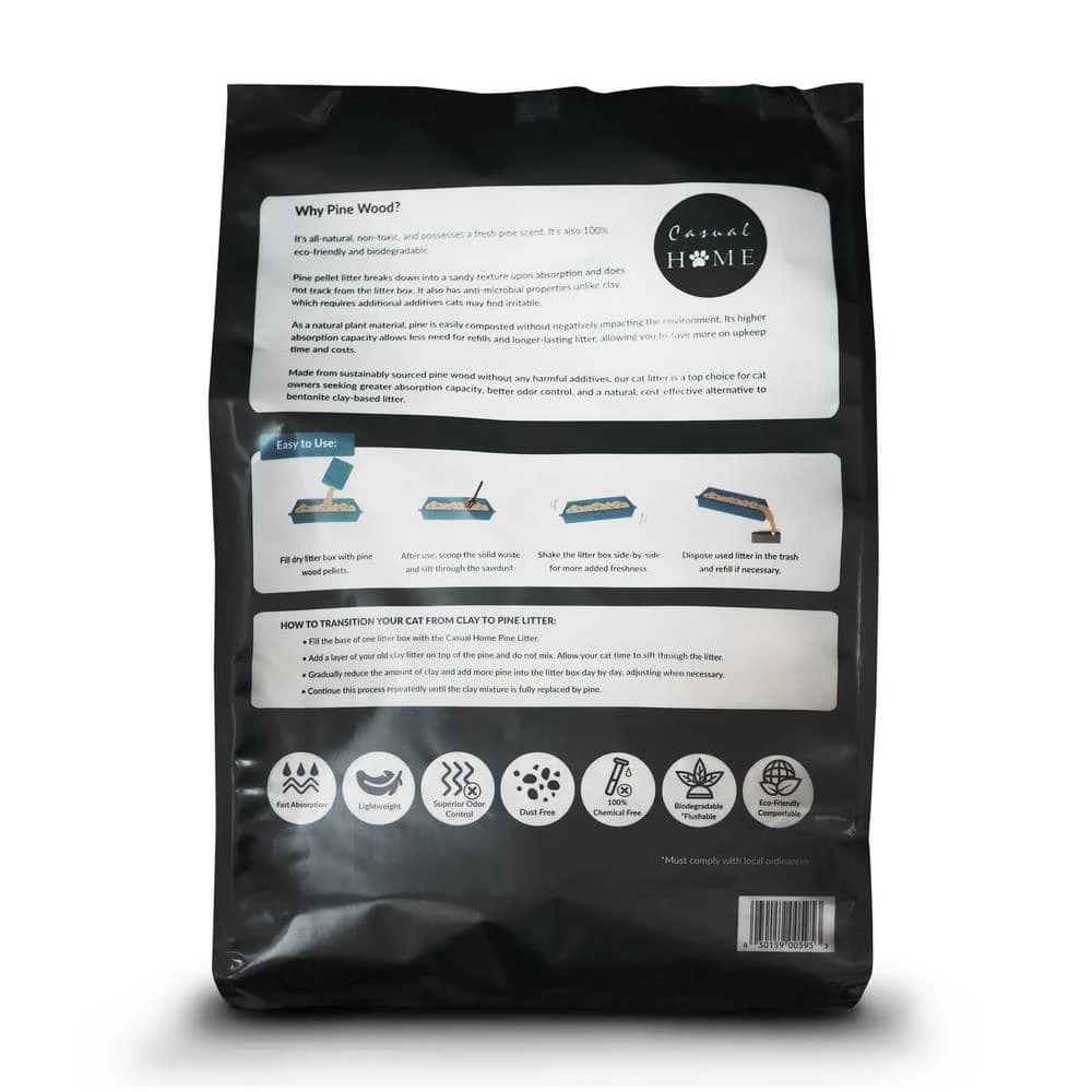 20 lbs. 100% Natural Pine Pellet Unscented Non-Clumping Cat Litter by Casual Home 5 20 lbs. 100% Natural Pine Pellet Unscented Non-Clumping Cat Litter by Casual Home - Image 5