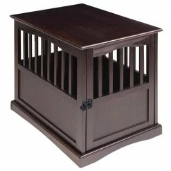 Small Espresso Pet Crate End Table with Gate by Casual Home