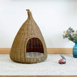 Natural Willow Pet Sleeping Bed Cave Basket For Dog or Cats with Cushion by Unbranded -Cheap Bird & Wildlife Supplies Store cat beds qi003681 44 1000