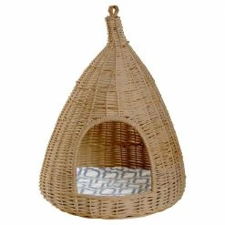 Natural Willow Pet Sleeping Bed Cave Basket For Dog or Cats with Cushion by Unbranded
