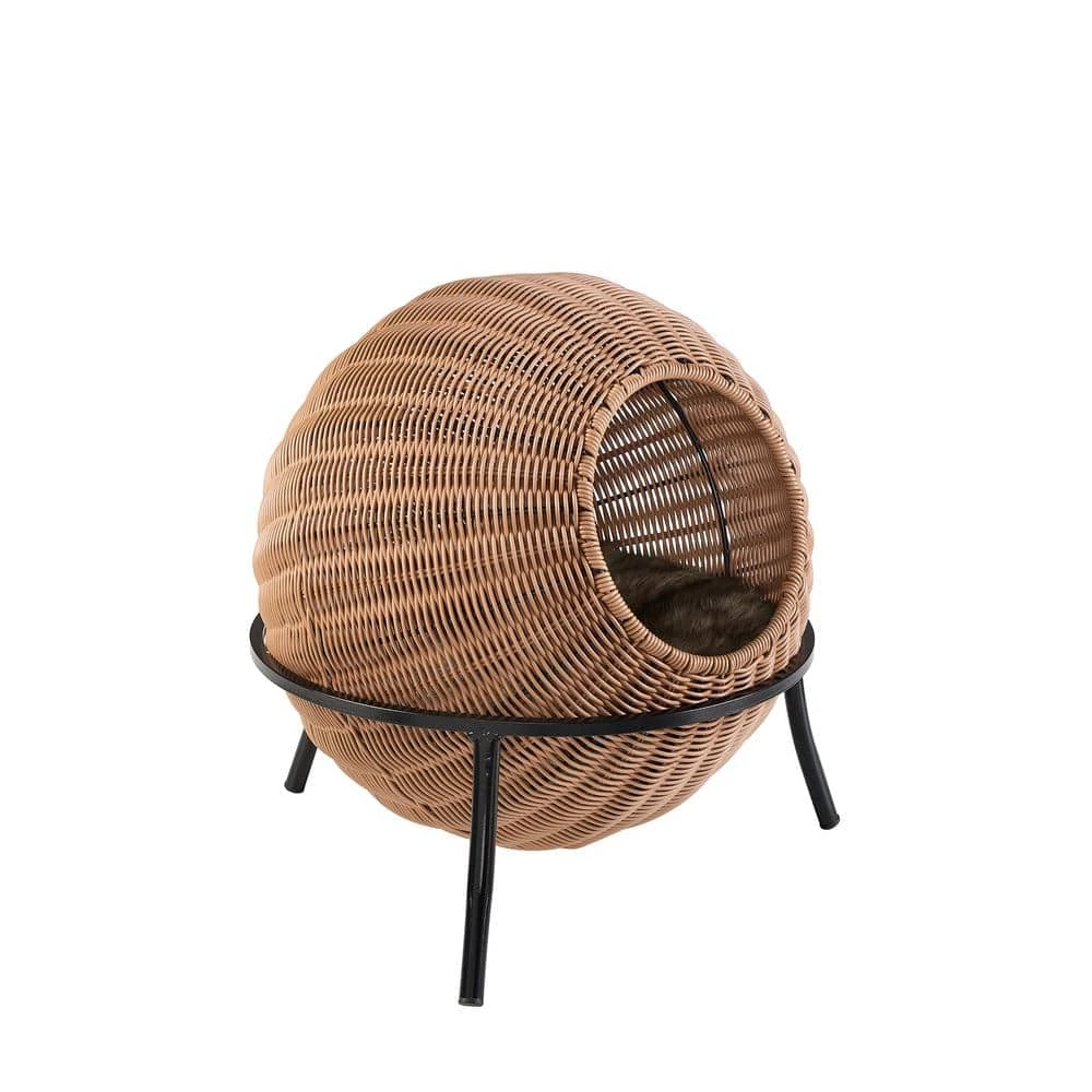 Nala Medium Brown Wicker Cat Condo Bed by Sam's Pets 1 Nala Medium Brown Wicker Cat Condo Bed by Sam's Pets