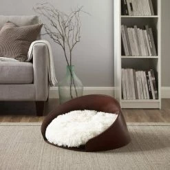 Kuai Bent Wood Faux Fur Dark Brown Cat Bed Small by Sam's Pets -Cheap Bird & Wildlife Supplies Store cat beds sp db1300db 1 31 1000