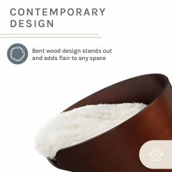 Kuai Bent Wood Faux Fur Dark Brown Cat Bed Small by Sam's Pets -Cheap Bird & Wildlife Supplies Store cat beds sp db1300db 1 a0 1000