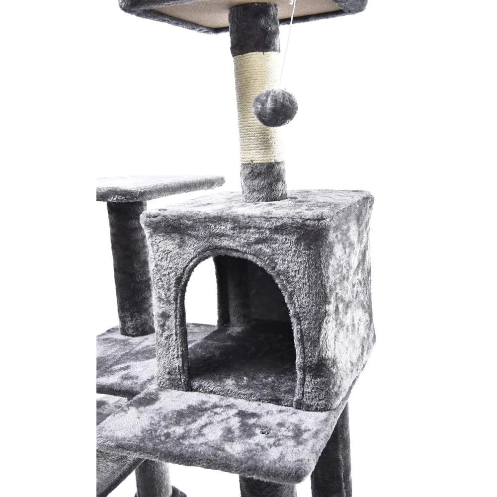 7-Level Plush and Sisal Cat Activity Tree: Condo, Bed, Hammock, Hangout Posts and Hanging Cat Toys, Gray, Large by CAT CRAFT 5 7-Level Plush and Sisal Cat Activity Tree: Condo, Bed, Hammock, Hangout Posts and Hanging Cat Toys, Gray, Large by CAT CRAFT - Image 5