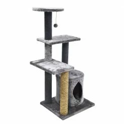 5-Level Plush and Seagrass Cat Activity Tree: Scratch, Condo and Plush Hanging Cat Toy, Gray by CAT CRAFT -Cheap Bird & Wildlife Supplies Store cat craft cat trees scratch posts 40539 fa 1000