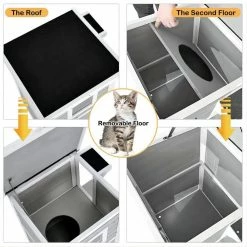 2-Tier Rainproof Wooden Cat House with Escape Door by FORCLOVER -Cheap Bird & Wildlife Supplies Store cat houses cj7439 44 1000