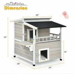 2-tier Wooden Patio Cat House with Balcony by FORCLOVER 13 2-tier Wooden Patio Cat House with Balcony by FORCLOVER -Cheap Bird & Wildlife Supplies Store cat houses cj7441 c3 1000