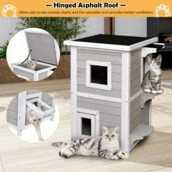 Indoor Outdoor Wooden 2-Story Cat House Condo Small Pet House by ANGELES HOME -Cheap Bird & Wildlife Supplies Store cat houses m74 8ps39 1f 1000