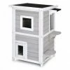 Indoor Outdoor Wooden 2-Story Cat House Condo Small Pet House by ANGELES HOME