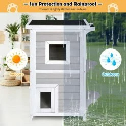 Indoor Outdoor Wooden 2-Story Cat House Condo Small Pet House by ANGELES HOME -Cheap Bird & Wildlife Supplies Store cat houses m74 8ps39 76 1000